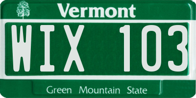 VT license plate WIX103