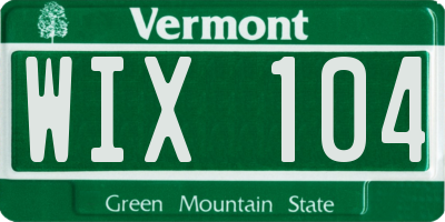 VT license plate WIX104