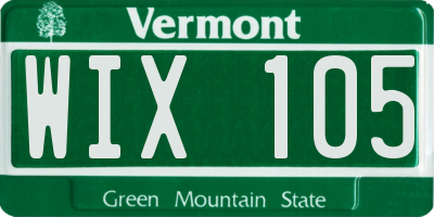 VT license plate WIX105