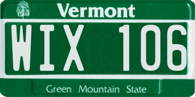 VT license plate WIX106