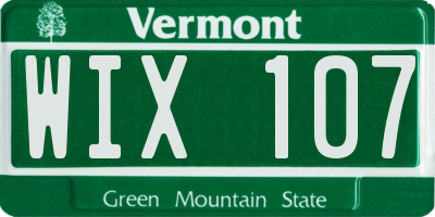 VT license plate WIX107