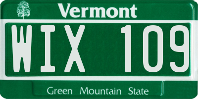 VT license plate WIX109