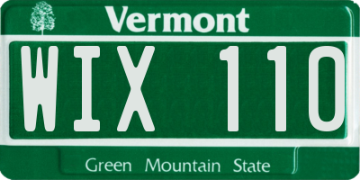 VT license plate WIX110