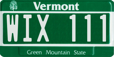 VT license plate WIX111