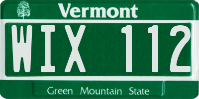 VT license plate WIX112