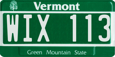 VT license plate WIX113