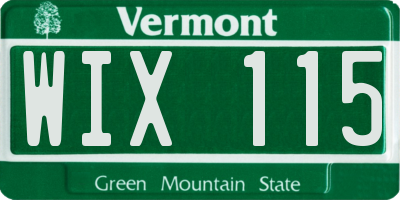 VT license plate WIX115