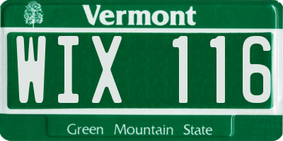 VT license plate WIX116