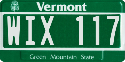 VT license plate WIX117