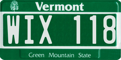 VT license plate WIX118