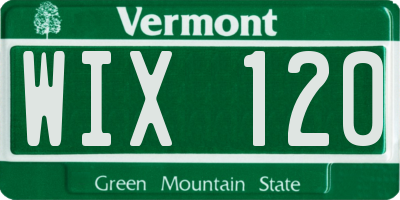 VT license plate WIX120
