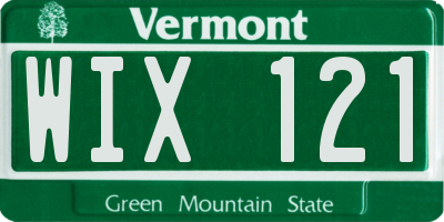 VT license plate WIX121