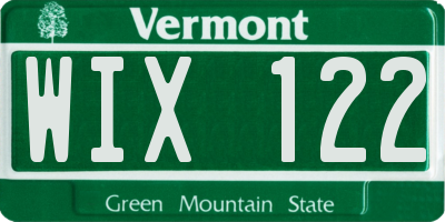 VT license plate WIX122