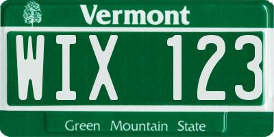 VT license plate WIX123