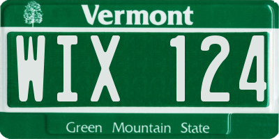 VT license plate WIX124