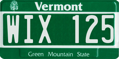 VT license plate WIX125