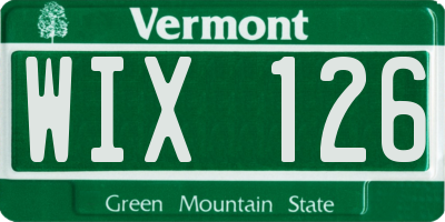 VT license plate WIX126