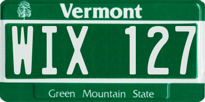VT license plate WIX127