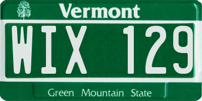 VT license plate WIX129