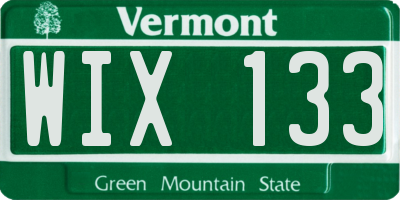 VT license plate WIX133