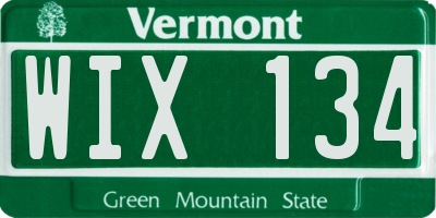 VT license plate WIX134