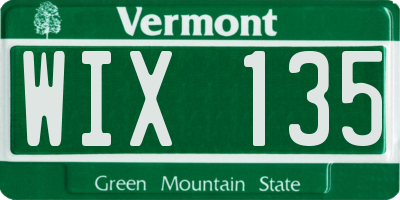 VT license plate WIX135