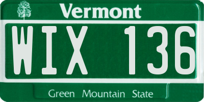 VT license plate WIX136
