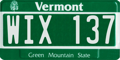 VT license plate WIX137