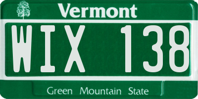 VT license plate WIX138