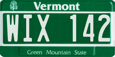 VT license plate WIX142