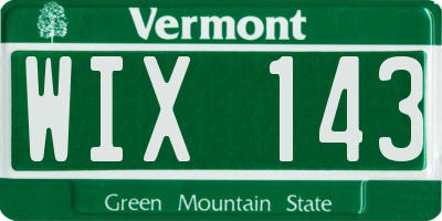 VT license plate WIX143