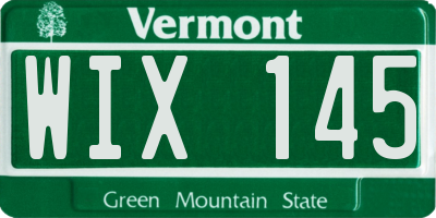 VT license plate WIX145