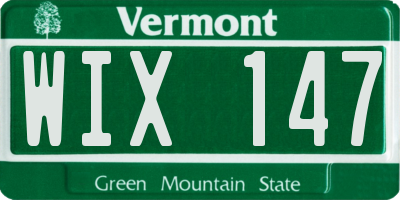 VT license plate WIX147