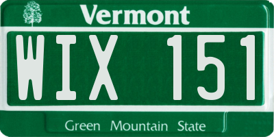 VT license plate WIX151