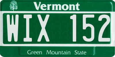 VT license plate WIX152