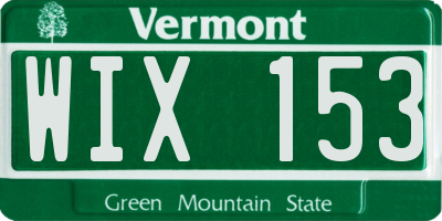 VT license plate WIX153