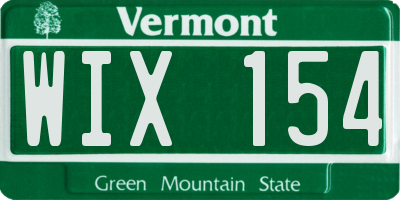 VT license plate WIX154