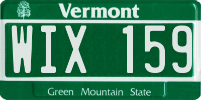 VT license plate WIX159