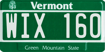 VT license plate WIX160