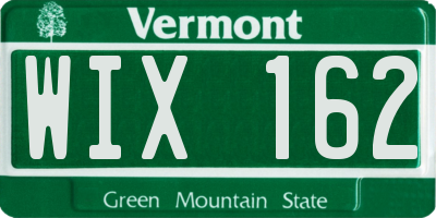 VT license plate WIX162