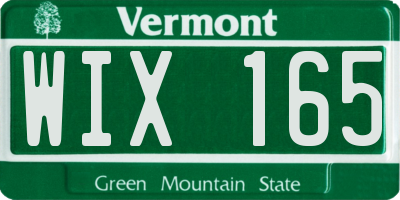 VT license plate WIX165