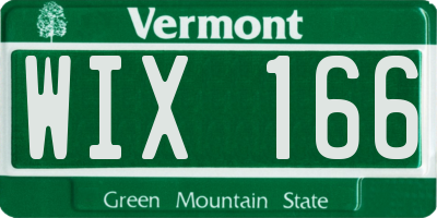 VT license plate WIX166