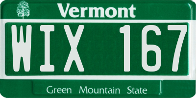 VT license plate WIX167