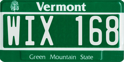 VT license plate WIX168