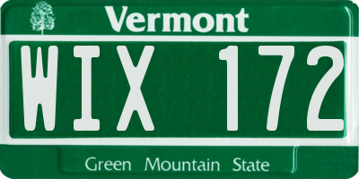 VT license plate WIX172
