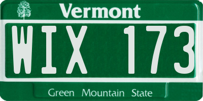 VT license plate WIX173