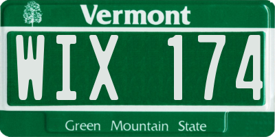 VT license plate WIX174
