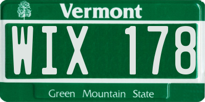 VT license plate WIX178