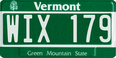 VT license plate WIX179