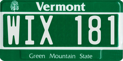 VT license plate WIX181